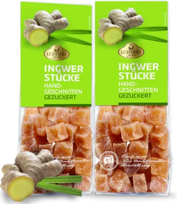 Produktbild von LÜHDERS - Ingwer Stücke gezuckert, 2er Set