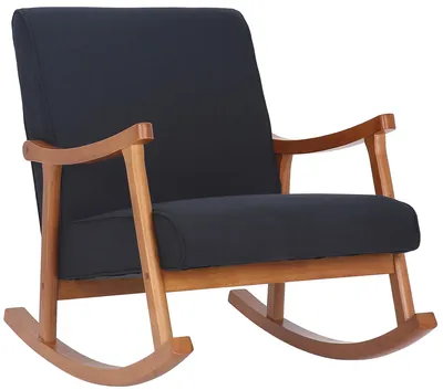 Produktbild von CLP Schaukelstuhl Morelia Stoff mit Holzgestell schwarz