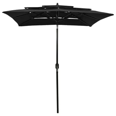 Immagine prodotto di vidaXL Ombrellone con palo in alluminio a 3 strati nero 2x2 m