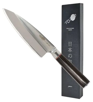 Japanisches Deba-Messer für Linkshänder, 18,5 cm Klinge, Kohlenstoffstahl