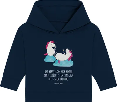 Produktbild von Mr. & Mrs. Panda Organic Baby Hoodie Einhorn Sekt 24. - 36. Monat - French Navy - Geschenk, Einhörner, Kapuzensweatshirt, Freundin, Party, Kapuzenshirt, Unicorn, Beste