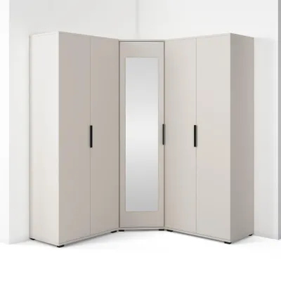 Produktbild von Eckschrank Napoli Version 9, Kleiderschrank mit Spiegel, Cashmere