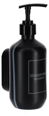 Produktbild von Shampoo-spender aus kunststoff 380 ml mit wandhalterung zur befestigung oder 3 m - schwarz - Tendance