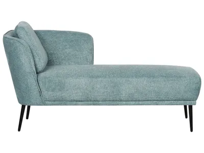 Produktbild von BELIANI Chaiselongue Linksseitig Blau Stoffbezug mit Armlehne Kissen Schwarzes Metallgestell Retro-Design Liegesofa Recamière Longchair
