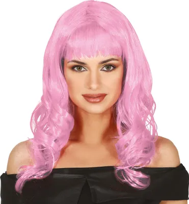Produktbild von Karneval Perücke Lange Haare Fantasie Parade Farben Frohsinn Spaß, Farbe: Pink