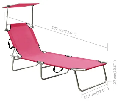Produktbild von vidaXL Klappliege mit Sonnendach Rosa Aluminium