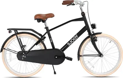 Produktbild von SJOEF City Kinderfahrrad 22 Zoll | Ab 7-9 Jahren | Kinder Fahrrad für Jungen / Jugend | EN4210  | V-Brake & Rücktrittbremse | Reflektoren & Schloss - Matt Schwarz