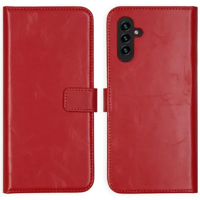 Imagen del producto de Funda de Cuero Auténtico tipo Libro para Samsung Galaxy A13 (5G) / A04s - Rojo