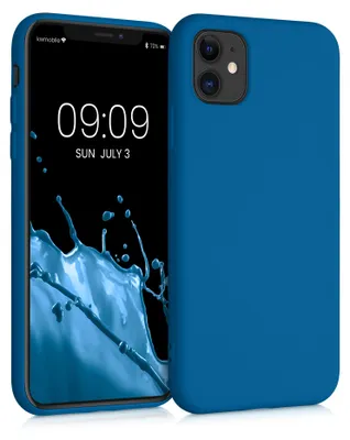 Produktbild von kwmobile Hülle kompatibel mit Apple iPhone 11 Hülle - gummierte TPU Silikon Handyhülle - Schutzhülle für kabelloses Laden - Case in Blue Reef