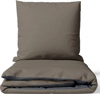 Produktbild von Bettwäsche 135x200 cm Baumwolle Luxus Satin 300 TC Hotelqualität Braun Seidig Glatt Pflegeleicht Wendeseite & Reißverschluss