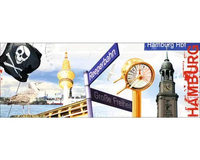Produktbild von Glasbild Hamburg Wahrzeichen V 80x30 cm