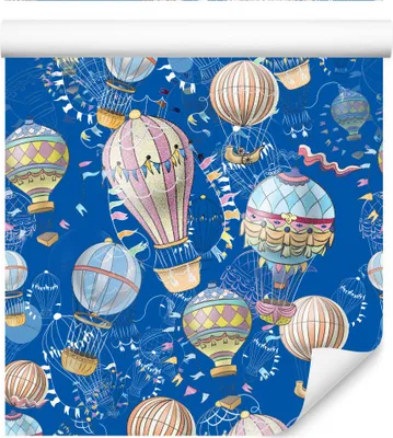 Zdjęcie produktu dla Tapeta ścienna do pokoju dziecka kolorowe bajkowe balony pojazdy z modnym efektem 3D