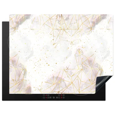 Produktbild von KitchenYeah© Herdabdeckplatte Marmor - Geometrie - Gold , 77x59cm, Küche Deko, Glaskeramikkochfeld Herdabdeckung, Abdeckplatte fùr Kochfeld