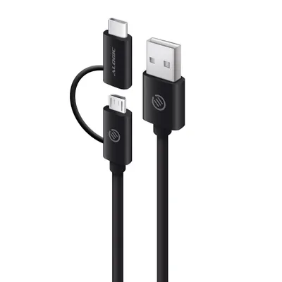 Produktbild von ALOGIC U2CMC-01BLK, USB A, Micro-USB B, USB 2.0, 0,48 Gbit/s, Schwarz