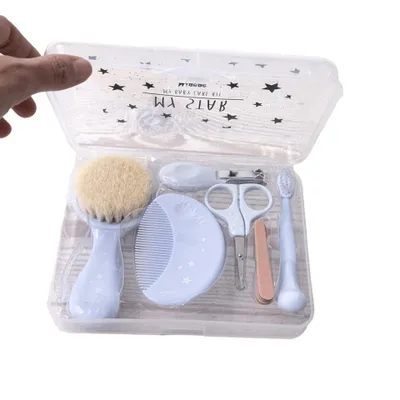 Produktbild von Baby Pflegeset Erstausstattung Nagelpflege Haarbürste Kamm Blau 6-tlg Geschenk