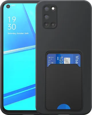 Produktbild von Geeignet für Oppo A52 / A72 4G Phone Case mit TPU Kartenhalter - Flexible Back Cover Case Silikon TPU mit Cardslot - Schwarz - Smartphonica