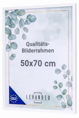 Produktbild von Bilderrahmen 50x70 Holz Fotorahmen Weiß MDF Holzrahmen Acrylglas Posterrahmen