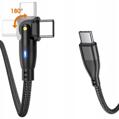 Produktbild von eXtremestyle USB-C Kabel Winkel 180° 1.5m Schwarz 60W Geflochten