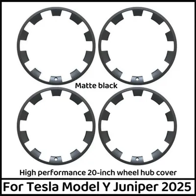 Zdjęcie produktu dla 4 szt. 20-calowe obręcze kół z osłoną obręczy ABS osłona piasty odporna na zarysowania pierścień ochronny obręczy do Tesla Model Y Juniper 2025, czarny matowy