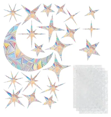 Fensteraufkleber-Set, 63 Stück, Vogelschutz, Regenbogen-Effekt