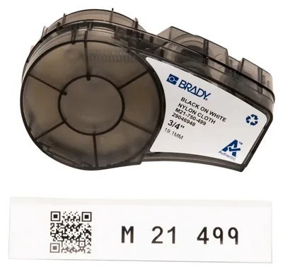 Nylon Labelband, selbstklebend, 19,05 mm x 4,88 m, schwarz/weiß