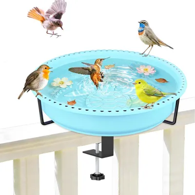 Produktbild von Vogeltränke Metall mit Kunststoffwanne Blau für Garten Balkon