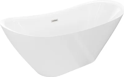 Produktbild von Mexen Lotos freistehende Badewanne 180 x 75 cm, weiß, Überlauf gebürstetes Nickel - 52051807700-97