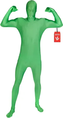 Productafbeelding van Heren Kostuum - Second Skin - Feest of Evenement - Ademend en Zichtbaar - Maat XL - Groen