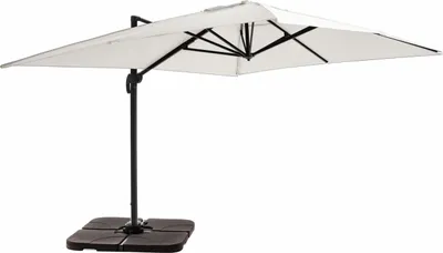 Image de Parasol déporté 4x3 m 360° inclinable + 4 dalles à lester blanc - Oviala Caserta