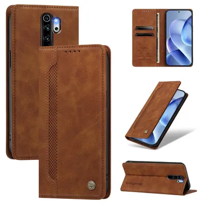 Produktbild von Handyhülle für Xiaomi Redmi Note 8 Pro, Leder Wallet Klapphülle mit Standfunktion, Stoßfeste Schutzhülle Braun