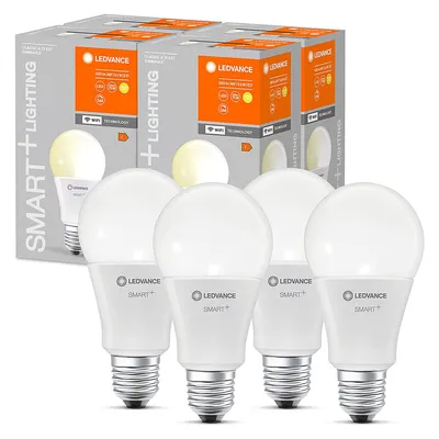 Produktbild von 4 x Ledvance LED Smart+ Birne A60 9,5W = 75W E27 matt 1055lm warmweiß 2700K dimmbar App Google Alexa WiFi