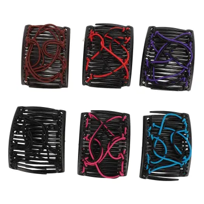 Produktbild von 6er-Pack elastischer magischer Haarkamm, Vintage, dehnbarer Doppelkamm, Haargabeln, Clips, Frisur, Mehrzweck-Haar-Accessoires für Frauen und Mädchen