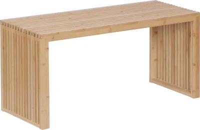 Obrázok produktu pre Lavička Relaxdays, bambus, moderná kuchynská lavica, lavica do šatne, predsiene, kúpeľne a spálne, rozmery 43 x 90 x 33 cm, lavica na topánky, prírodná farba