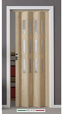 Obrázok produktu pre PVC skladacia dvere v vzhľade cédrového dreva - Satinované sklo - Oboustranné - 88,5 x 214 cm