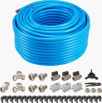 Immagine prodotto di Set di tubi per compressori d'aria VEVOR, 91,44 m x 19,05 mm, alluminio HDPE, a prova di perdite, resistente alla pressione e facile da installare, adatto per garage e officine, blu