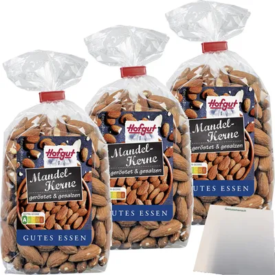 Produktbild von Hofgut Mandelkerne g+g 3er Pack (3x200g Beutel) + usy Block
