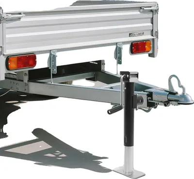 Image de Cric pour remorque, hauteur de levage 10 pouces, charge statique 2204,62 lb, dimensions de base 7,48 pouces x 3,74 pouces,manuelle, hauteur totale 17,13 pouces