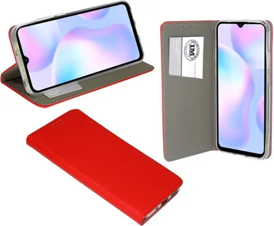 Obrázek produktu pro Knížkové pouzdro "Smart" XIAOMI REDMI 9A kryt mobilního telefonu ochranný kryt s funkcí stojánku, slot na kartu červený