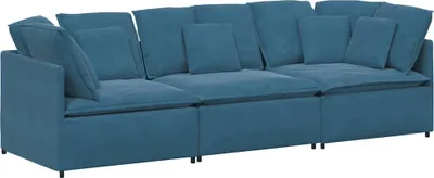 Immagine prodotto di Divano Modulare con Cuscini in Velluto Blu