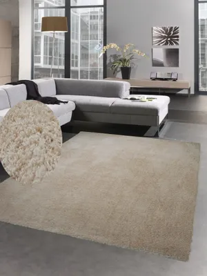 Produktbild von Shaggy soft Teppich Hochflorteppich weich Bettvorleger uni beige mocca Größe - 200 x 290 cm