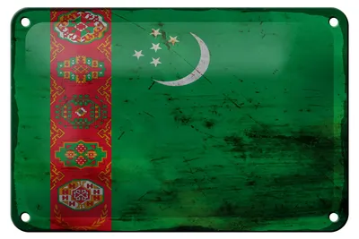 Produktbild von Blechschild Flagge Turkmenistan 18x12cm Turkmenistan Rost Dekoration