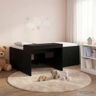 Image de Maison Exclusive - Lit mezzanine avec bureau pour enfants, noir, 80 x 200 cm