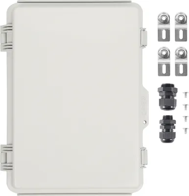 Immagine prodotto di SucceBuy Scatola di derivazione elettrica per esterni, 16,93 x 12,99 x 7,09 pollici, involucro in plastica ABS con coperchio a cerniera e chiusura in acciaio inox, IP67 impermeabile e antipolvere per progetti elettrici all'aperto