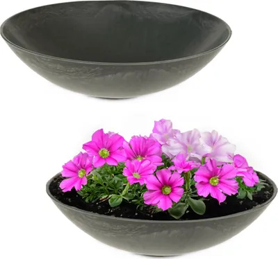 Produktbild von Flache Pflanzschalen für draussen Dekoschalen rund schwarz 45 cm