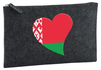 Produktbild von Huuraa Kulturbeutel Belarus Flagge Herz 1 Liter Charcoal Filz Kosmetiktasche Geschenkidee