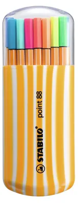 Produktbild von STABILO Fineliner -  point 88 - 20er Zebrui - 20 verschiedene Farben inkl. 5 Neonfarben
