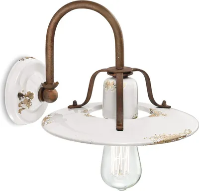 Produktbild von Wandlampe Metall Keramik E27 B: 25 cm Rostbraun Weiß Shabby Antik Vintage Keramikleuchte