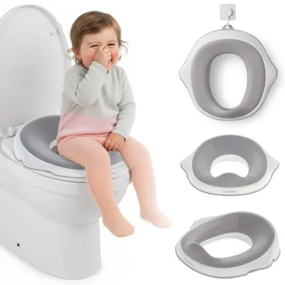 Produktbild von Sun Baby Toilettensitzbezug für Kinder, rutschfester Toilettensitz, Weiß, Grau