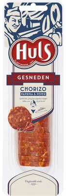 Image de Chorizo tranché Huls 175g – Saucisse épicée aux poivrons espagnols séchés à l'air