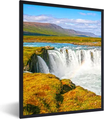 Produktbild von MuchoWow® Gerahmtes Poster Wasserfall - Wasser - Natur 60x80 cm - Poster mit Schwarzem Bilderrahmen Wandposter Rahmen Foto Bilder - Premium - Wanddeko Wohnzimmer